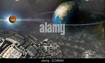 Alien Planet - 3D gerendert Computer Artwork Stockfoto
