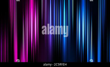 Leuchtende verschwommene Lichtfarbe Streifen in Bewegung über auf dem Hintergrund. Vertikale Lichtstrahlen. Abstrakter digitaler Hintergrund mit Linien-Elementen. Stockfoto