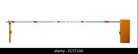 Geschlossene Eingangsbarriere isoliert auf weißem Hintergrund Stockfoto