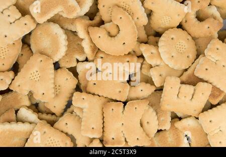 Cookies in Form des Alphabets Hintergrund. Stockfoto