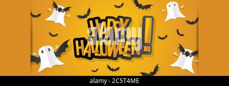 Happy Halloween Karte Design-Elemente auf Hintergrund, Vektor-Illustration Stock Vektor