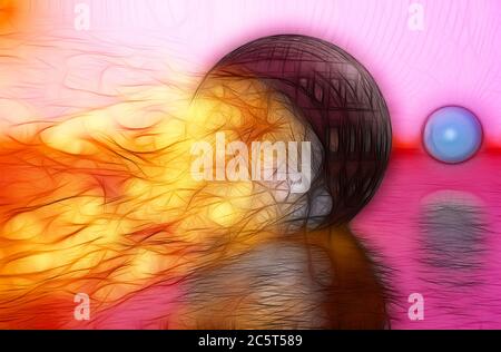 Feuerball in 3d max Ende Hand in photoshop gemalt gemacht Stockfoto
