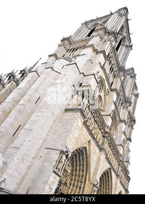 Kathedrale Notre Dame in Paris. Isoliert über Weiß. Stockfoto