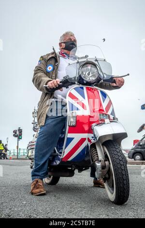 Brighton UK 4. Juli 2020: Die jährliche Mod Weekender in Brighton hatte verständlicherweise eine geringere Beteiligung als in den Vorjahren. Stockfoto