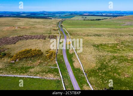 Dere Street, Roman Road Blick nach Norden auf Whitton Edge in der Nähe von Jedburgh, Scottish Borders, Großbritannien Stockfoto