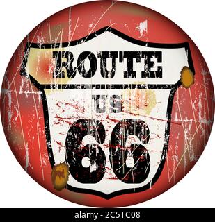 Vintage Route 66 Straßenschild, Retro-Stil, Vektor-Illustration Stock Vektor