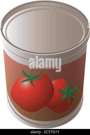 Symbol für Tomaten-Zinn-Dose. Cartoon aus Tomatenstinn CAN-Vektorsymbol für Web-Design isoliert auf weißem Hintergrund Stock Vektor