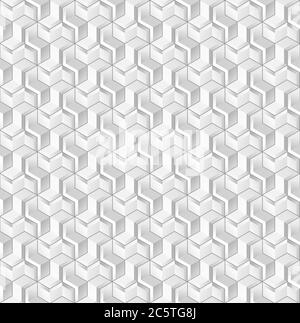 Abstrakter 3d-weißer geometrischer Hintergrund. Weiße nahtlose Textur mit Schatten. Einfache saubere weiße Hintergrundstruktur der Kachel. 3D-Innenwand Pat Stockfoto