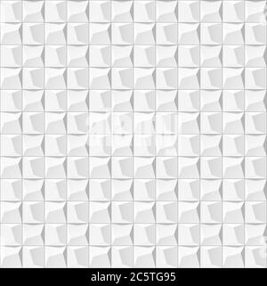 Abstrakter 3d-weißer geometrischer Hintergrund. Weiße nahtlose Textur mit Schatten. Einfache saubere weiße Hintergrundstruktur der Kachel. 3D-Innenwand patt Stockfoto