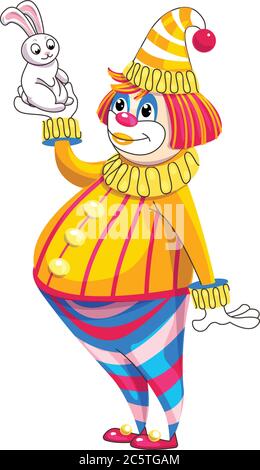 Clown mit Kaninchen-Ikone. Cartoon von Clown mit Kaninchen Vektor-Symbol für Web-Design isoliert auf weißem Hintergrund Stock Vektor