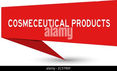 Rotes Papier Rede Banner mit Wort Cosmeceutical Produkt auf weißem Hintergrund Stock Vektor