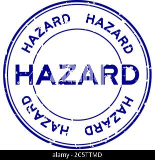 Grunge blau Gefahr Wort rund Gummi Siegel Stempel auf weißem Hintergrund Stock Vektor