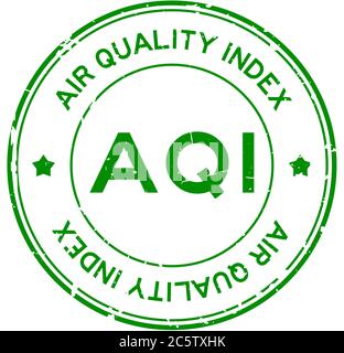 Grunge grün AQI (Abkürzung für Luftqualitätsindex) Wort rund Gummi-Siegel Stempel auf weißem Hintergrund Stock Vektor
