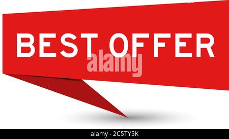 Rotes Papier Rede Banner mit Wort besten Angebot auf weißem Hintergrund Stock Vektor