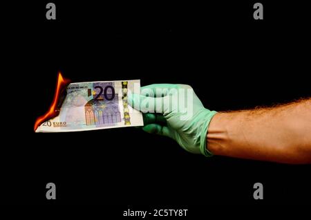 Europäische Euro Banknote Geld Währung und Rechten Stockfoto