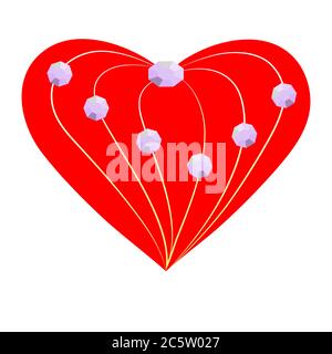 Herz mit Diamanteinlagen für Karten und Werbung am Liebestag, Hochzeit Stock Vektor
