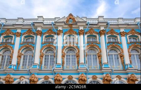 Zarskoje Selo (Puschkin), Sankt Petersburg, Russland. Der Katharinenpalast, in der Stadt Tsarskoe selo. Russische Residenz der Romanow-Zaren Stockfoto