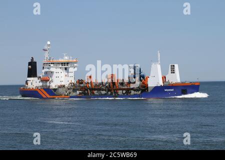 Der Saugbagger Lelystad wird am 30. Mai 2020 den Hafen von Rotterdam erreichen. Stockfoto