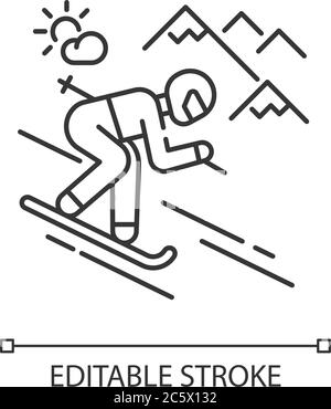 Ski Pixel perfekte lineare Symbol Stock Vektor