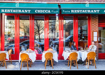 New York City, NYC NY Lower, Manhattan, SoHo, Spring Street, Chicca, Restaurant Restaurants Essen Essen Essen Cafe Cafés, italienische Küche, Pasta, Pizza, Seitenwand im Freien Stockfoto