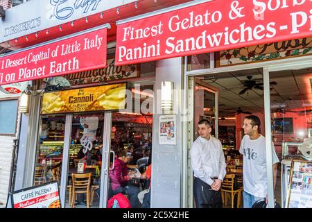 New York City, NYC NY Lower, Manhattan, Little Italy, Mulberry Street Nachbarschaft, Caffe Palermo, Italienisch, Restaurant Restaurants Essen Essen Essen Café Cafés, Gel Stockfoto