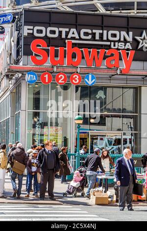 New York, New York City, NYC, Manhattan, Midtown, 7th Seventh Avenue, MTA New York U-Bahn-System, 34th Street Penn Station, 1 2 3 Highway Route, Straßenecke, Stockfoto