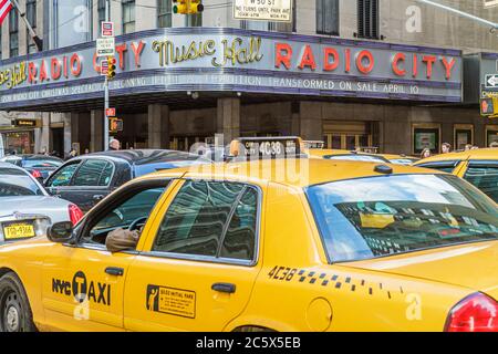 New York, New York City, NYC, Manhattan, Midtown, 6th Sixth Avenue of the Americas, Rockefeller Center, Radio City Music Hall, Showplace, Theater, Theatermarque Stockfoto