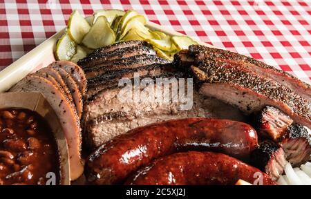 Nahaufnahme von Texas Style Barbecue Stockfoto