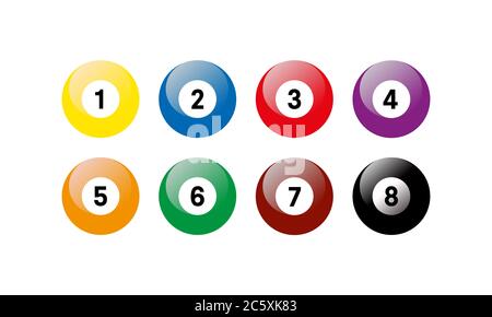 Set Billard Ball Design Vektor Illustration Stock Vektor