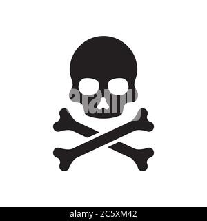 Schädel und Kreuzknochen Symbol Design flache Vektor Stock Vektor