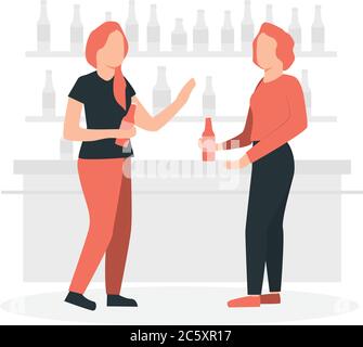 Zwei Frauen, die sich an der Theke unterhalten Stock Vektor