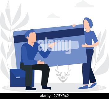 Ein Paar mit einer großen Kreditkarte Stock Vektor