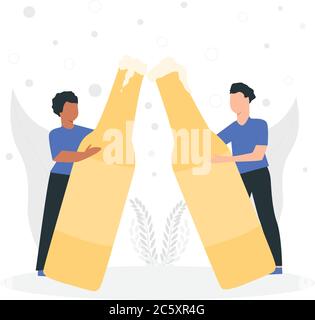 Zwei Männer jubelten Bierflaschen Stock Vektor