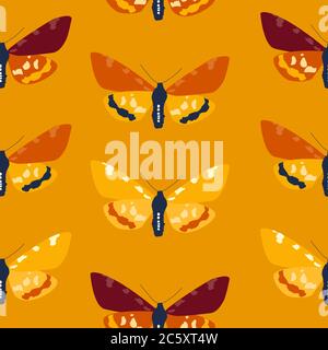 Abstrakt handgezeichnetes Schmetterling Nahtloses Muster. Vektorgrafik Stock Vektor