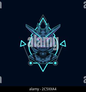 mecha mit heiligen Geometrie Hintergrund Vektor Grafik Design Illustration Stock Vektor