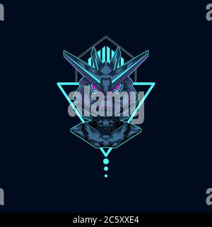 mecha mit heiligen Geometrie Hintergrund Vektor Grafik Design Illustration Stock Vektor