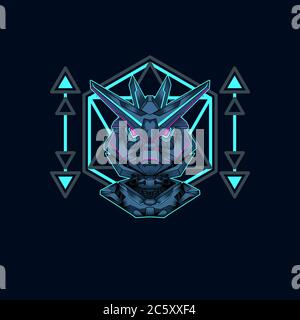 mecha mit heiligen Geometrie Hintergrund Vektor Grafik Design Illustration Stock Vektor