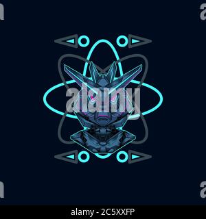 mecha mit heiligen Geometrie Hintergrund Vektor Grafik Design Illustration Stock Vektor
