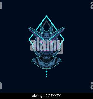 mecha mit heiligen Geometrie Hintergrund Vektor Grafik Design Illustration Stock Vektor