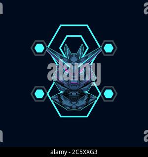 mecha mit heiligen Geometrie Hintergrund Vektor Grafik Design Illustration Stock Vektor