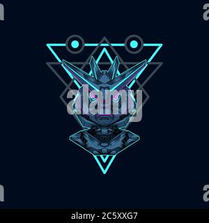 mecha mit heiligen Geometrie Hintergrund Vektor Grafik Design Illustration Stock Vektor