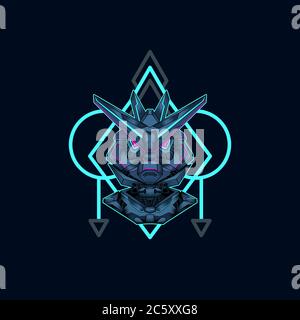 mecha mit heiligen Geometrie Hintergrund Vektor Grafik Design Illustration Stock Vektor