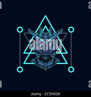 mecha mit heiligen Geometrie Hintergrund Vektor Grafik Design Illustration Stock Vektor