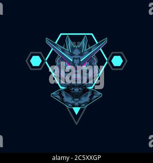 mecha mit heiligen Geometrie Hintergrund Vektor Grafik Design Illustration Stock Vektor