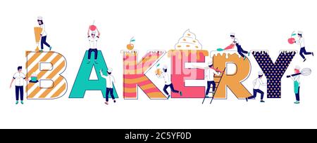 Bäckerei Typografie Banner Vorlage, Vektor-flache Illustration Stock Vektor