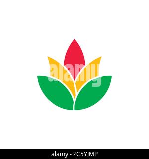 Bunte Blume Pflanze einfache geometrische Logo Stock Vektor