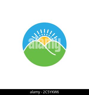 Kreis Berg Sonne natürliche Symbol Logo Vektor Stock Vektor