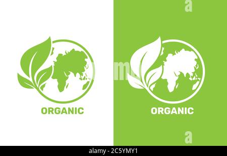 Ökologie organisch grünen Planeten Erde. zeichen auf weißem Hintergrund. Vektorgrafik Stock Vektor