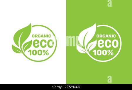 Grünes organisches Blatt eines Baumes, Symbol auf weißem Hintergrund. Vektorgrafik Stock Vektor