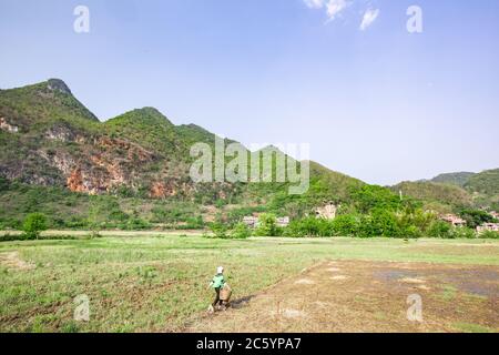 Bamei Dorf, ein verstecktes Dorf in den Bergen in der Provinz Yunnan, China. Stockfoto